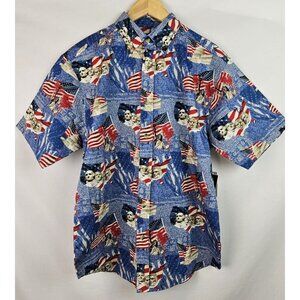 Cotton Traders Sport Men's Shirt Size Medium Patriotic USA America Button Down
